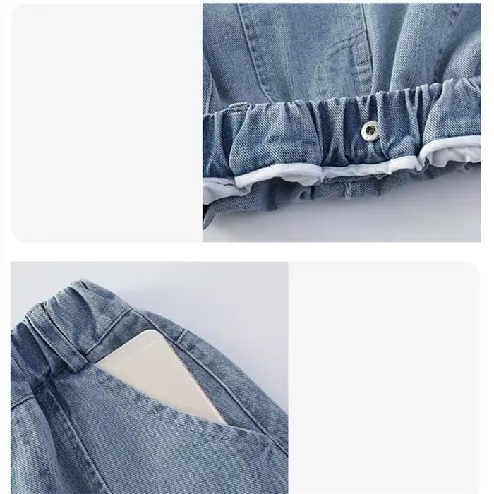 Jeans slim fit pour enfants, coupe droite, denim tendance pour adolescentes, pantalons en jean pour enfants, mode printemps, âge 5 à 14 ans