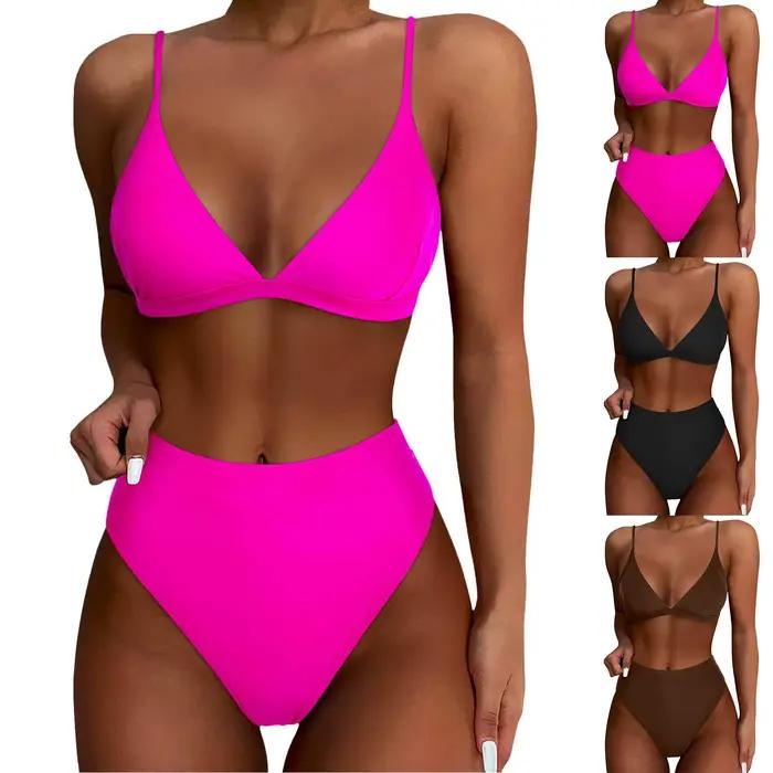 Ensemble bikini taille haute pour femme