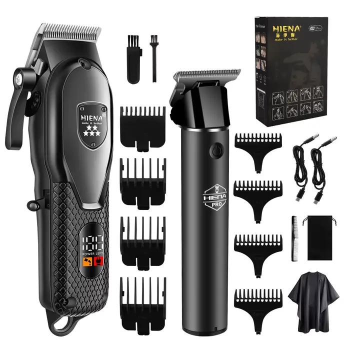 Kit de tondeuse à cheveux Hiena pour hommes, rasoir électrique, tondeuse à cheveux professionnelle, machine à couper les cheveux avec écran LCD numérique