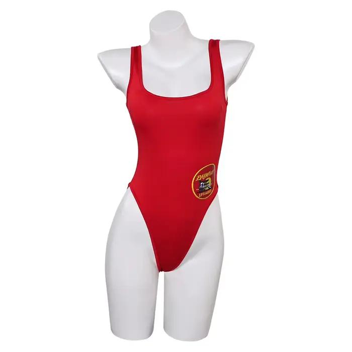 Montre Baywatch C.J. Maillot de bain rouge sexy pour femme, costume de cosplay, maillot de bain femme, vêtements de plage d'été, tenues de carnaval d'Halloween, trempé