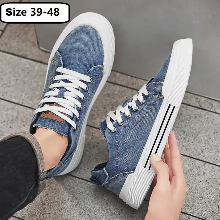 Hommes grande taille 47 48 toile bleue à lacets mode sport décontracté baskets étudiant garçons tennis chaussures confortables