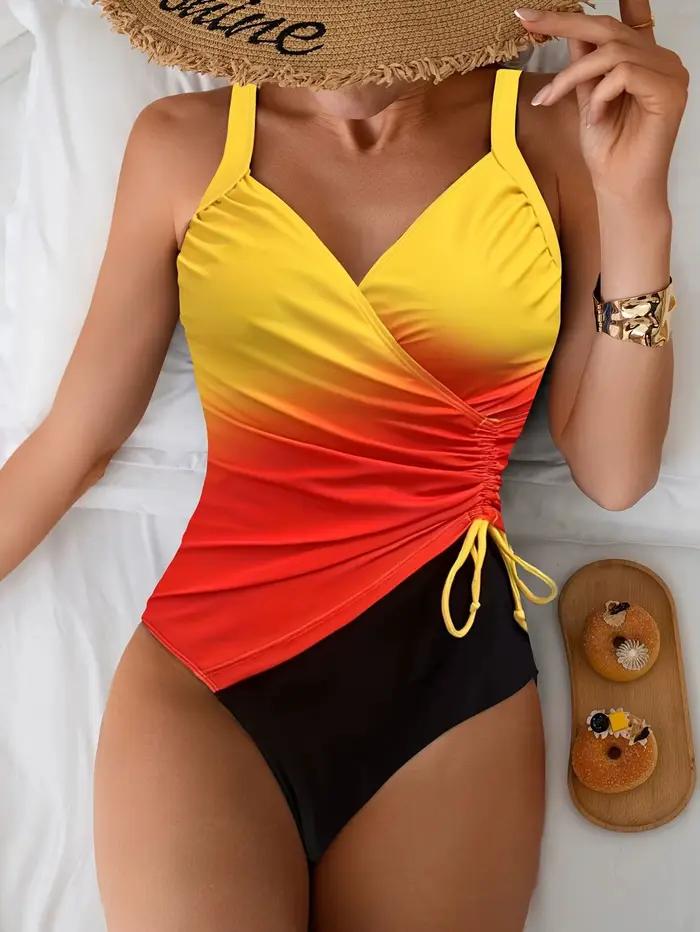 Maillot de bain une pièce Vintage Orange dégradé
