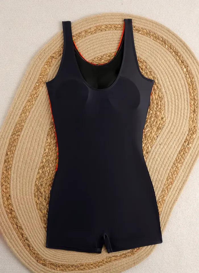 Maillot de bain une pièce vintage sportif polyester élasthanne coupe ajustée pour femmes nage plage occassions spéciales