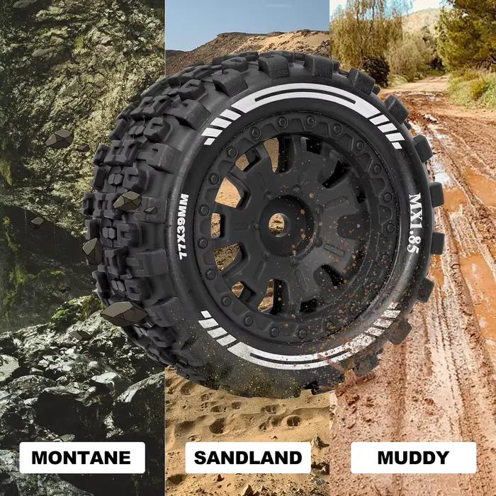 OGRC 1/18 RC roues et pneus 12mm pneu hexagonal 77mm * 39mm pour ARRMA 1/18 Typhon granit Grom pièces de mise à niveau