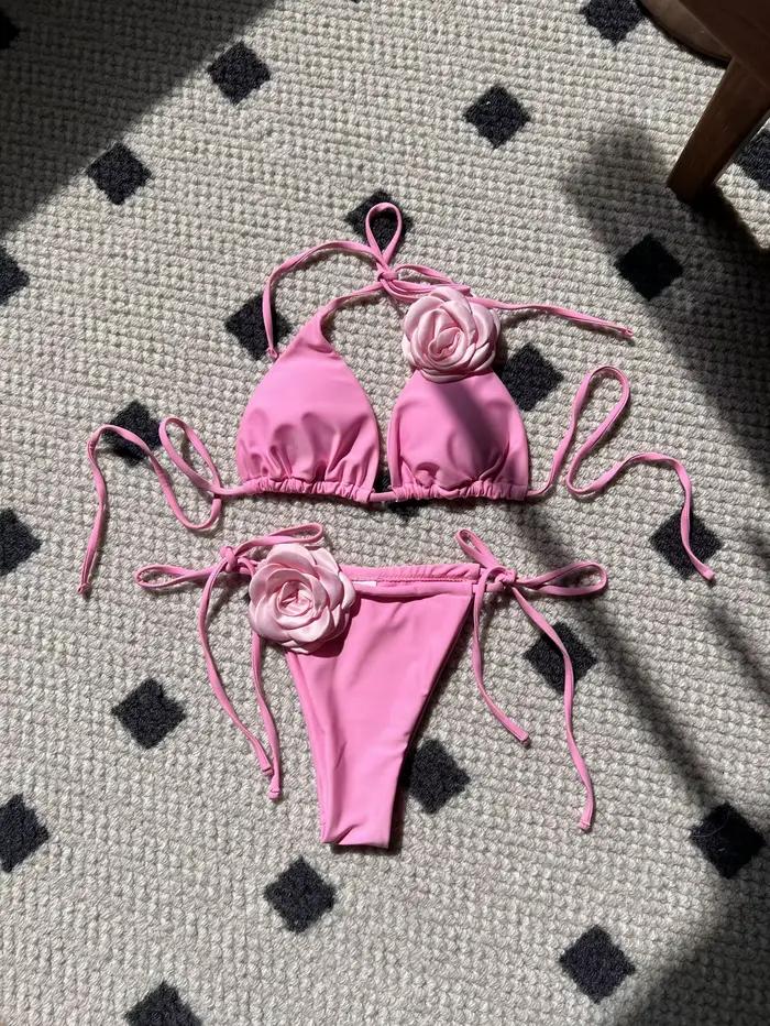 Ensemble de bikini sexy deux pièces à fleurs 3D