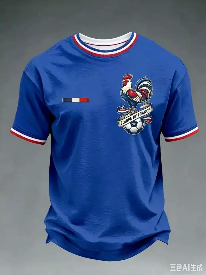 Maillot de football de l'équipe nationale de France, col en V, imprimé drapeau français, manches courtes, haut de sport pour supporter, assorti pour la famille 2026