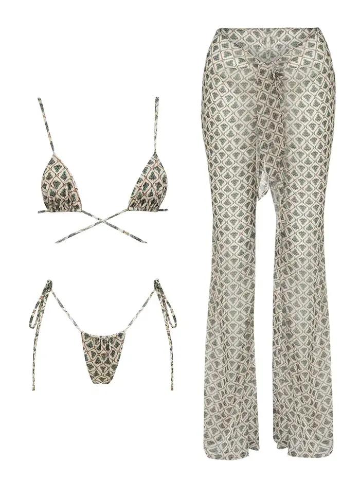 2025 Ensemble bikini noir élégant avec fond transparent