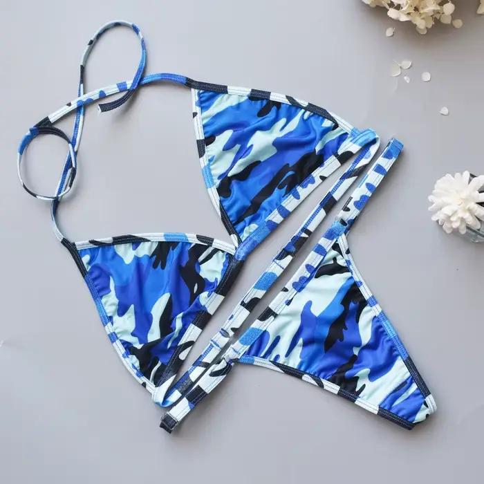 Circyy Bikini ensemble femmes Sexy Camouflage maillot de bain deux pièces tongs dos nu