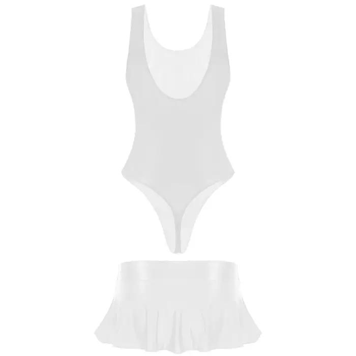 Maillot de bain deux pièces avec jupe pour femme
