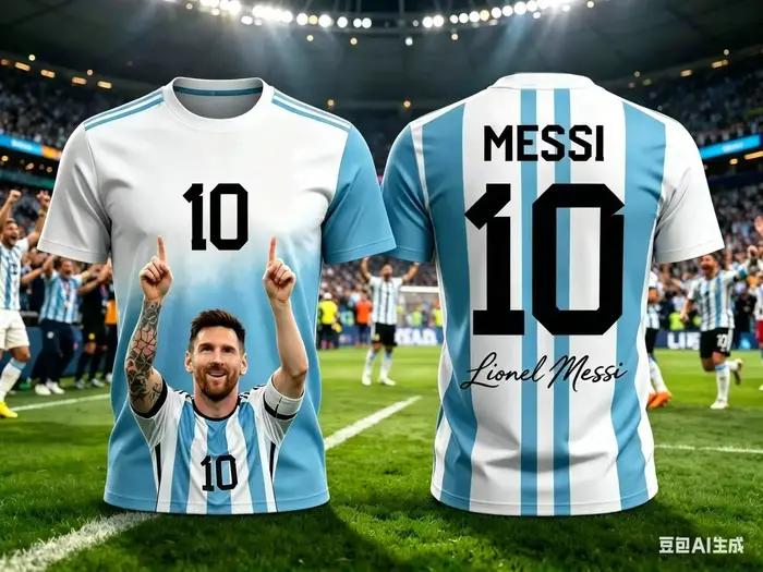 Messi 10 # Maillot de football national d'Argentine, T-shirt athlétique respirant à manches courtes pour les matchs sportifs, l'entraînement et les tenues quotidiennes des supporters