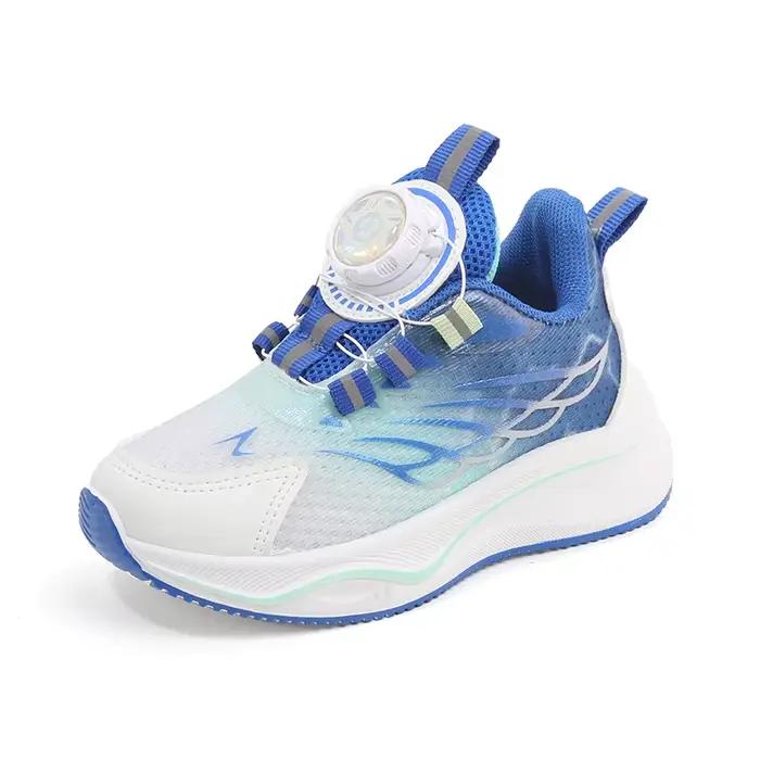 Tenis enfant chaussure baskets décontractées pour garçon enfant chaussure pour fille boutons rotatifs chaussure de course pour fille semelle souple maille chaussure respirante