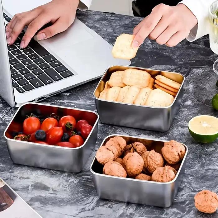Ensemble de 6 récipients alimentaires en acier inoxydable - Étanches et empilables pour la préparation des repas/le camping/les pique-niques, compatibles lave-vaisselle