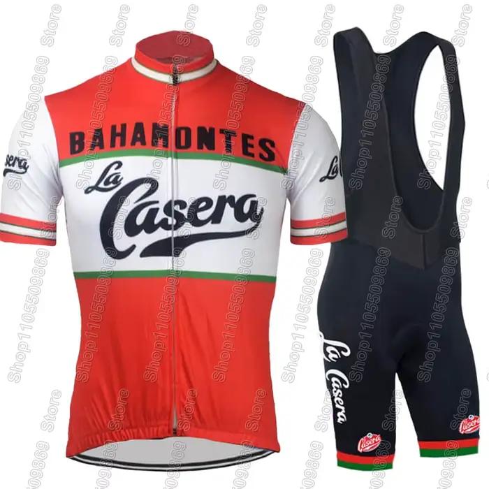 Ensemble de maillot de cyclisme rétro La Casera 2026, vêtements de cyclisme vintage, rouge et blanc, maillot de vélo de route pour homme, combinaison de vélo, short de vélo