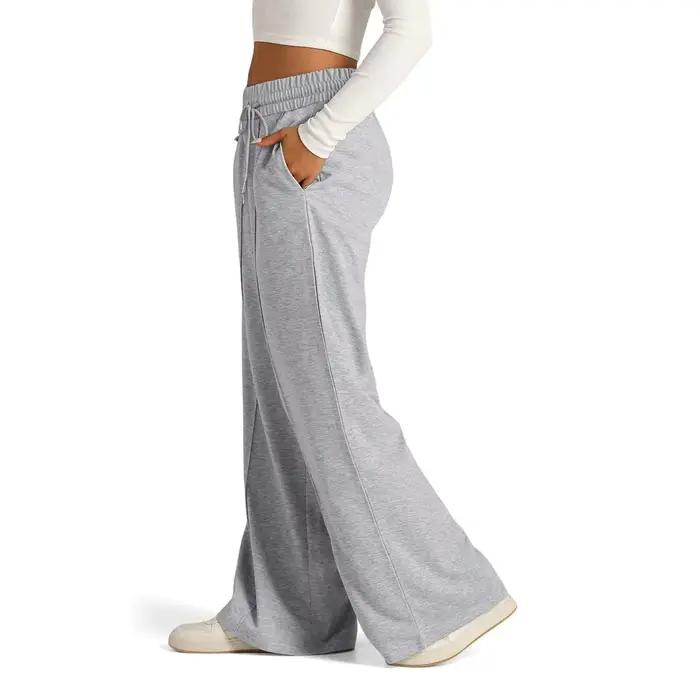 Pantalon de jogging décontracté taille haute à jambe large pour femme