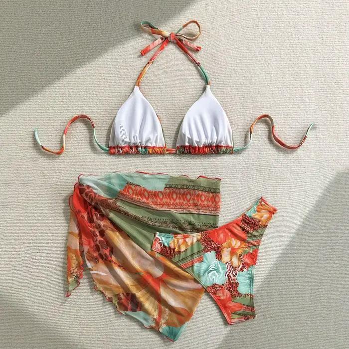 Maillot de bain imprimé fleur Orange