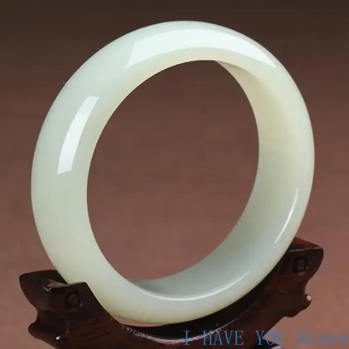 Bracelet en Jade Hetian pour femmes, en cachemire blanc, véritable, naturel, bleu et blanc, bijoux pour femmes