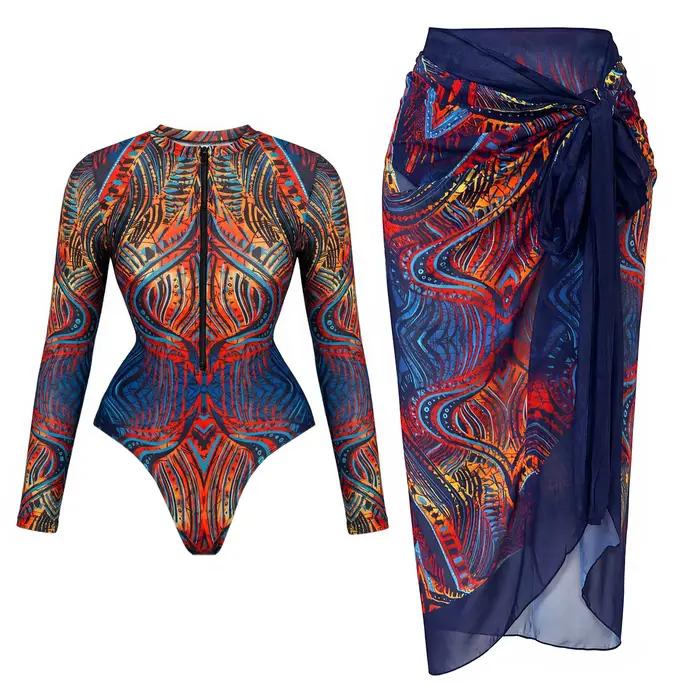 Maillot de bain imprimé à manches longues