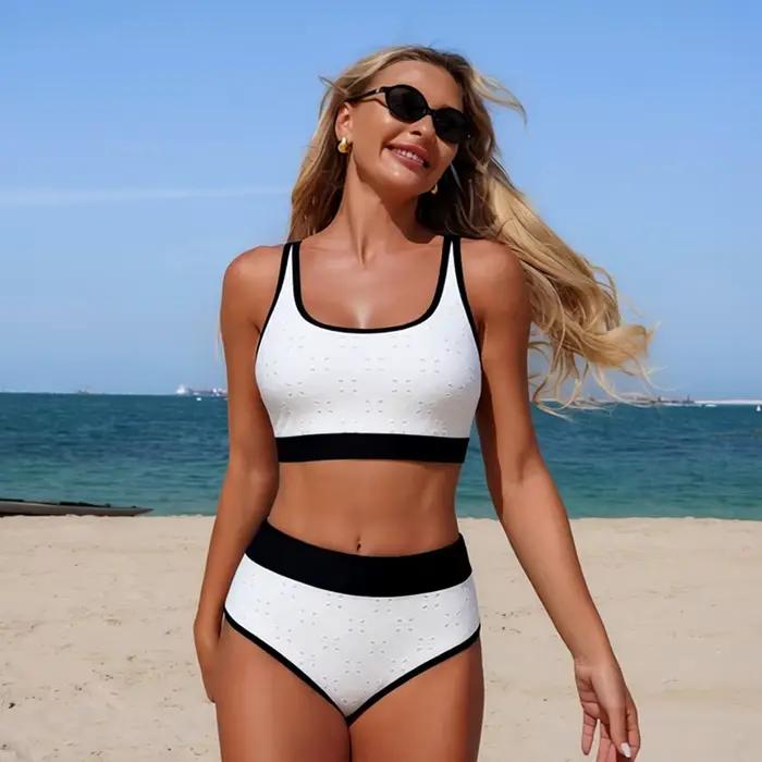 Maillot de bain deux pièces taille haute pour femme