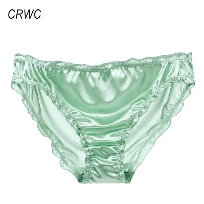 Dames volants garniture Satin glace soie sans couture No Show sous-vêtements slips invisibles grande taille femmes culottes S/M/L/XL