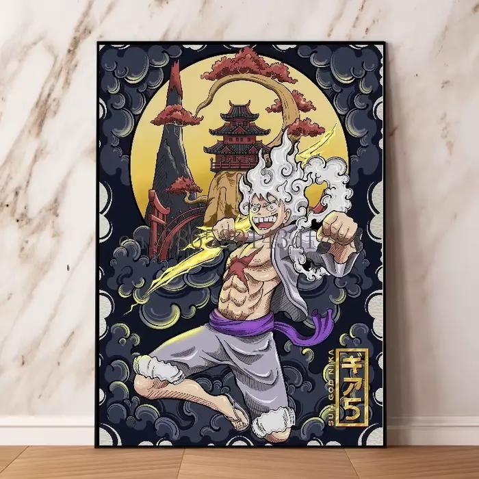 Papier peint Luffy Gear 5, une pièce, dessin animé classique, Art minimaliste passionné, décoration de la maison, peinture sur toile, affiches murales
