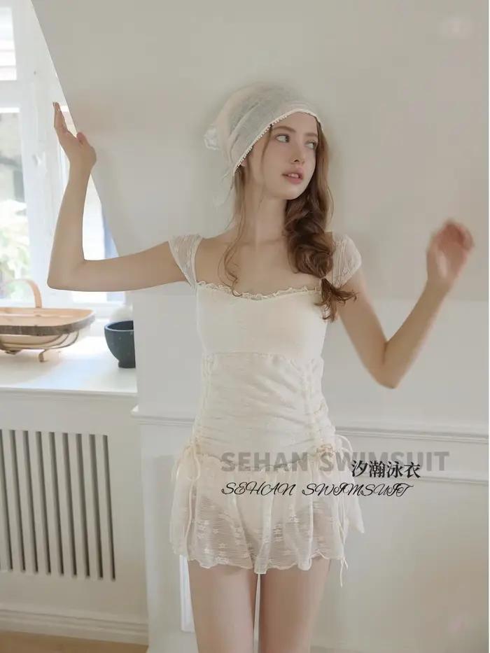 Nouveau Maillot de Bain Une Pièce Femme 2026 Style Français Pure Lust Wind en Dentelle Douce