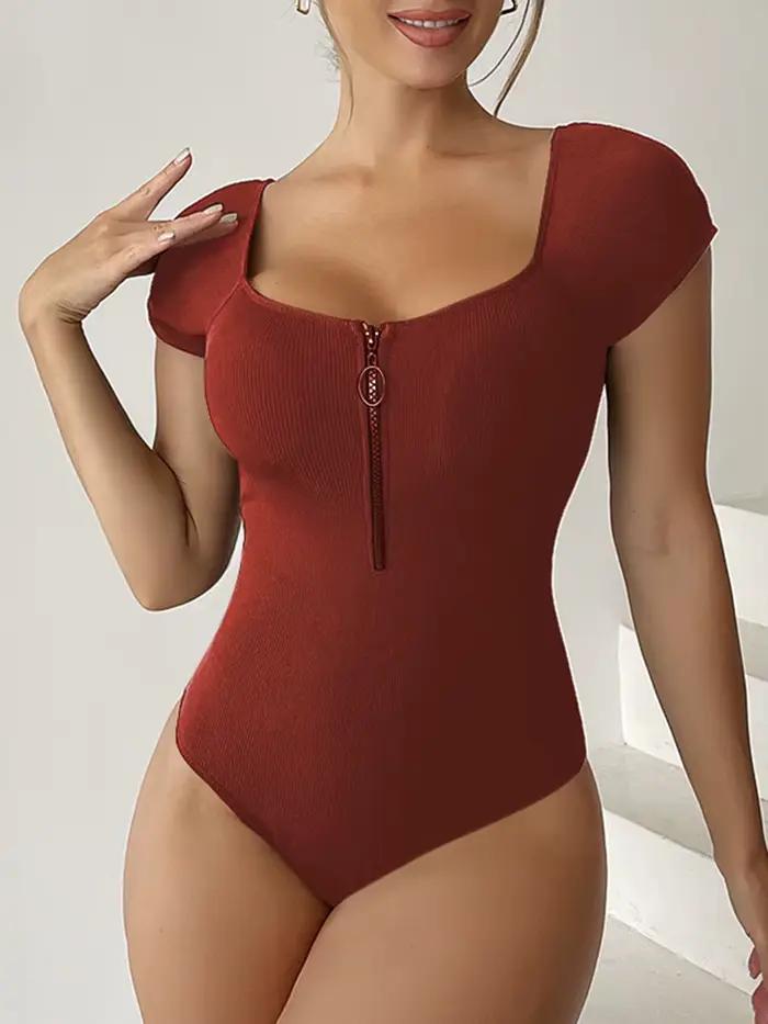 Maillot de bain une pièce à manches courtes pour femme 2026