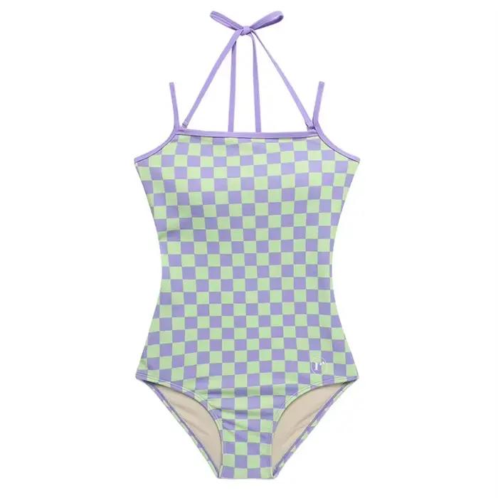 Maillot de bain une pièce à carreaux, sexy, à bretelles, pour femmes, monokini imbibé, vêtements de plage