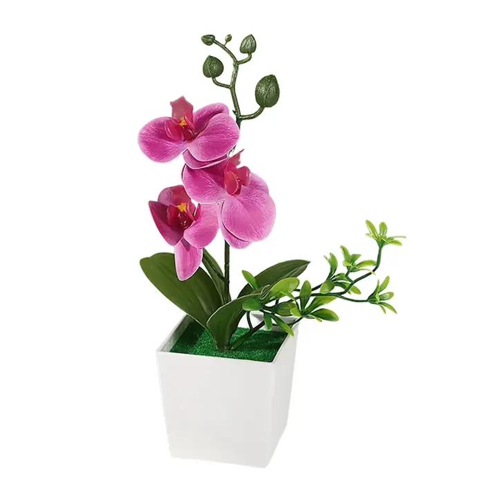 Fleurs artificielles de Phalaenopsis en pot pour une décoration élégante, magnifiquement détaillées et à faible entretien pour un plaisir durable