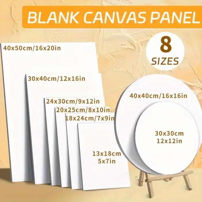 Panneaux de toile de 8 tailles pour la peinture, planches de toile vierges pour acrylique, huile, Gouache, température, blanc apprêté pour adultes, peintres de loisirs.