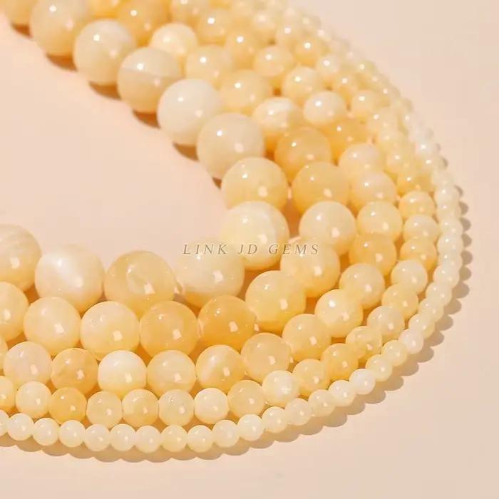 Pierre de jaspe de Jade jaune naturelle 3A, perles rondes en vrac 15 pouces, brin 4 6 8 10 12MM, taille au choix pour la fabrication de bijoux, accessoires faits à la main
