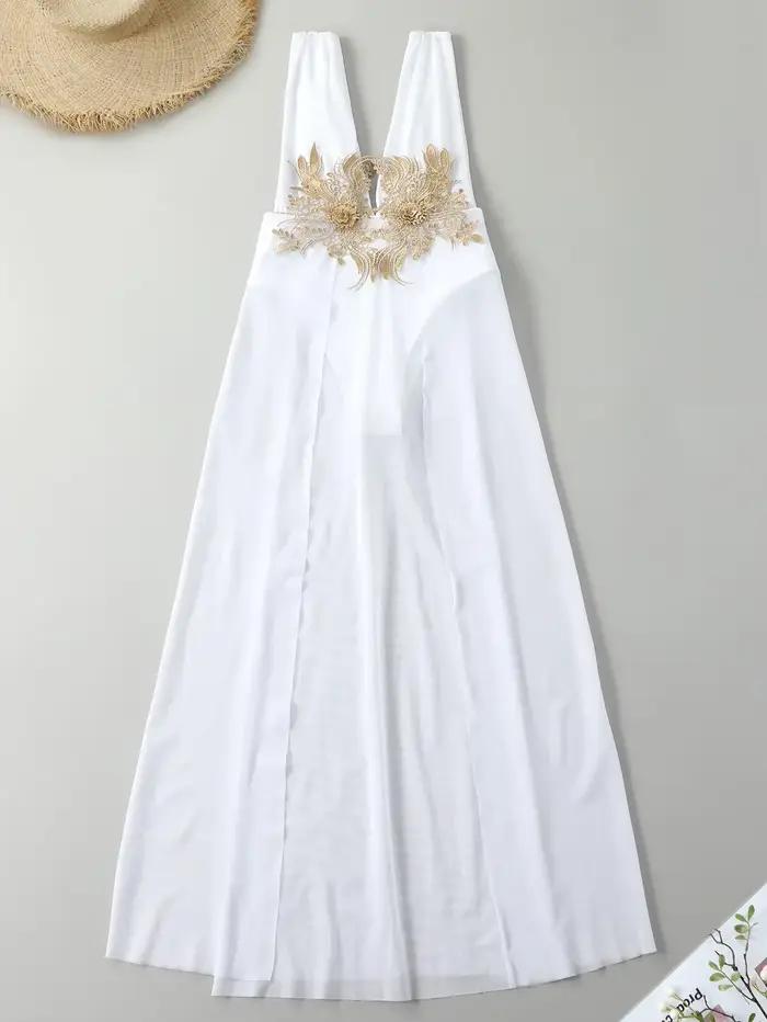 Maillot de bain une pièce femme Daxiyee broderie florale vintage blanc taille haute plage泳程在此处结束，但似乎最后一行的中文部分与之前的英文内容不匹配。根据要求，这里应提供一个优化的SEO标题，基于之前描述的产品特点。以下是符合要求的最后一行： ###TITRE### Maillot de bain une pièce blanc sexy Daxiyee broderie florale vintage taille haute pour femmes plage occassions spéciale