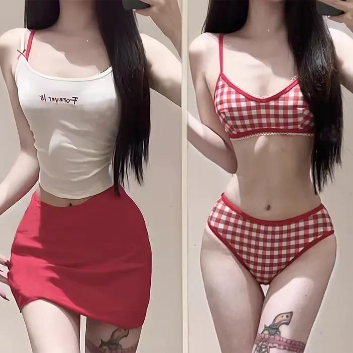 Maillot de bain femme, ensemble quatre pièces séparé
