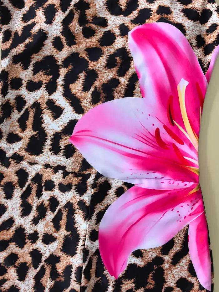 Maillot de bain une pièce sexy marron imprimé léopard floral 2026 pour femme