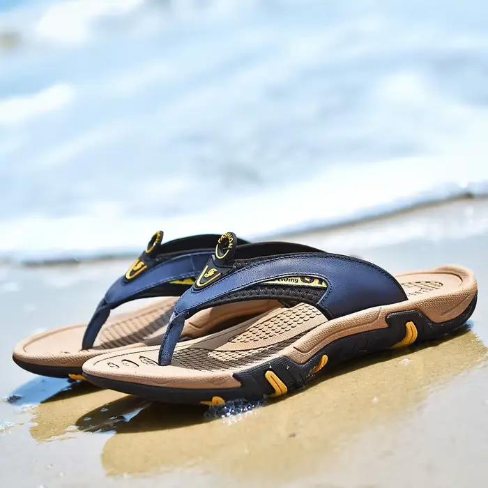 Mayba-Pantoufles de plage d'été pour hommes, tongs en cuir, chaussures décontractées, taille 38-45