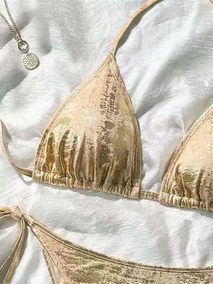 Maillot de bain bikini scintillant à paillettes pour femme
