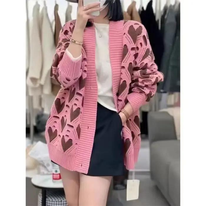 2025 dame grande taille 4xl tricots haut automne hiver femme col en v Cardigans pull paresseux vent femmes épaississement tricot Cardigan