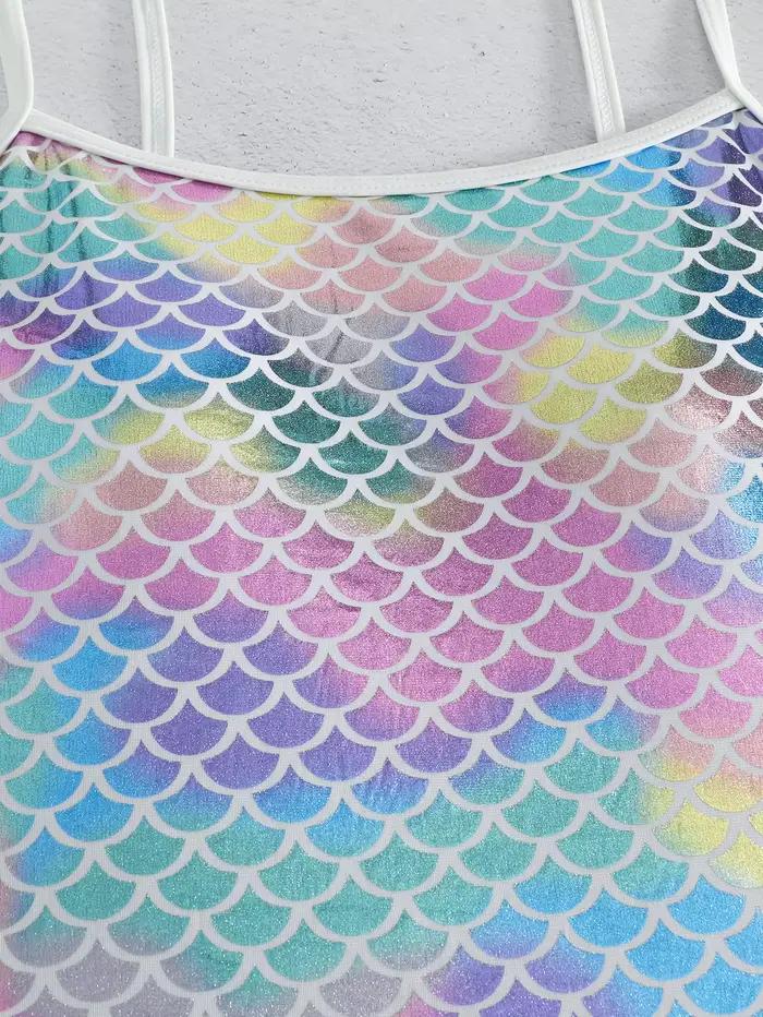 Maillot de bain une pièce imprimé écailles de sirène pour femmes