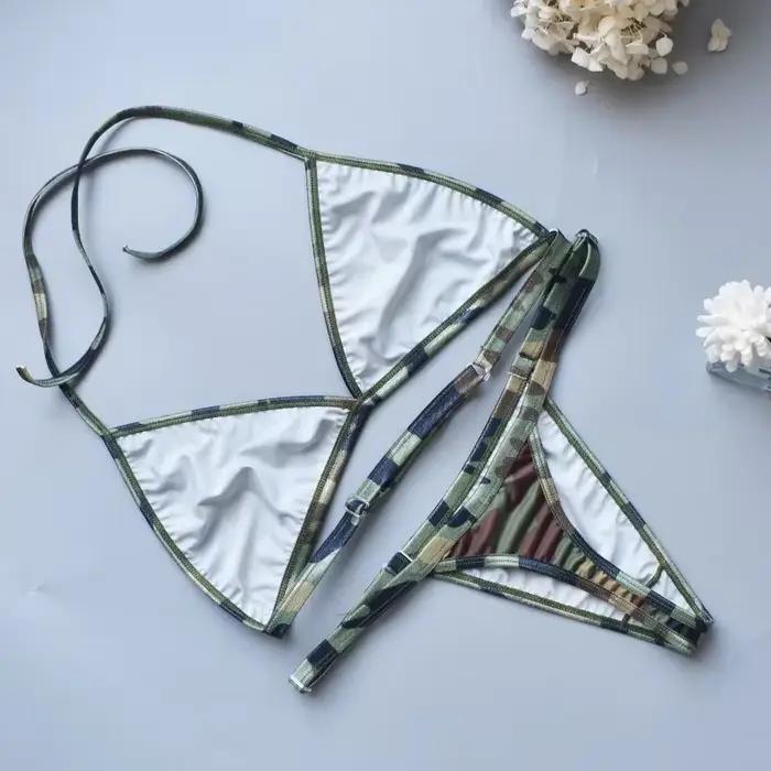 Circyy Bikini ensemble femmes Sexy Camouflage maillot de bain deux pièces tongs dos nu