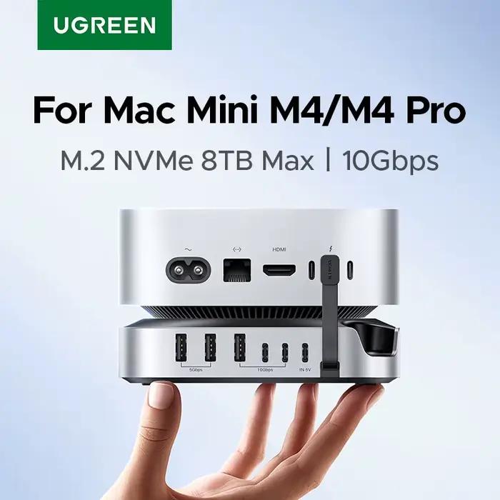 UGREEN USB HUB Station d'accueil pour Mac Mini M4 M4 Pro M.2 NVMe SSD 8 to Max 10Gbps Ports USB-A & C SD & TF 170 mo/s USB Splitter Dock