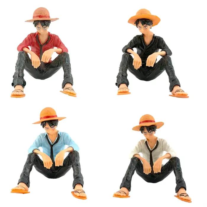 Figurine de dessin animé One Piece, Luffy en position assise, modèle en PVC, collection de figurines, jouet pour cadeau d'anniversaire et de noël