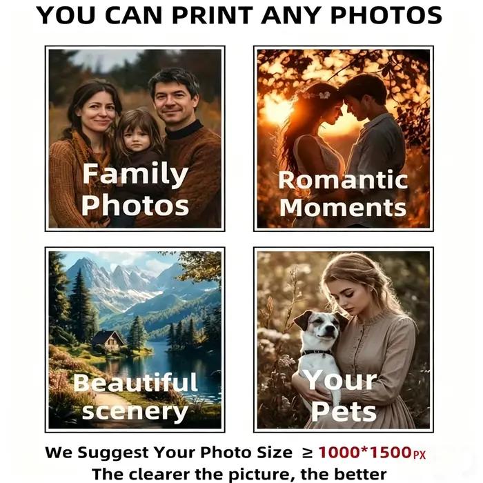 Impression sur toile photo sans cadre personnalisée, imprimez n'importe quelle photo que vous souhaitez, cadeaux de vacances, décoration de salon