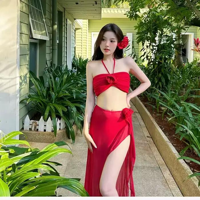Ensemble Bikini Invisible Push Up coupe V petit grand buste maillots de bain été évasion minceur Sexy pur Chic influenceur station de plage ​ ​