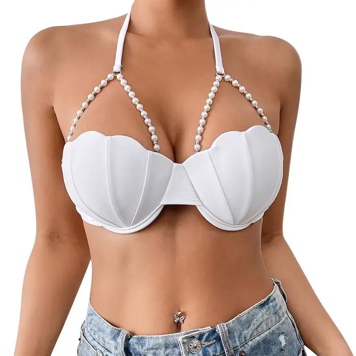 Hauts de bikini à perles pour femmes