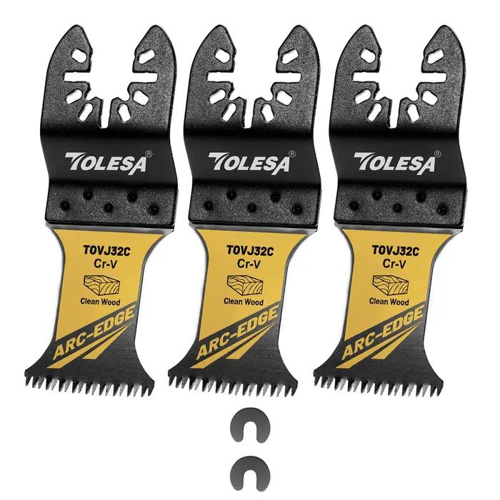 TOLESA 3 pièces jeu de lames de scie oscillantes à bord d'arc lames multi-outils oscillantes à dents japonaises pour la coupe propre du bois et du plastique