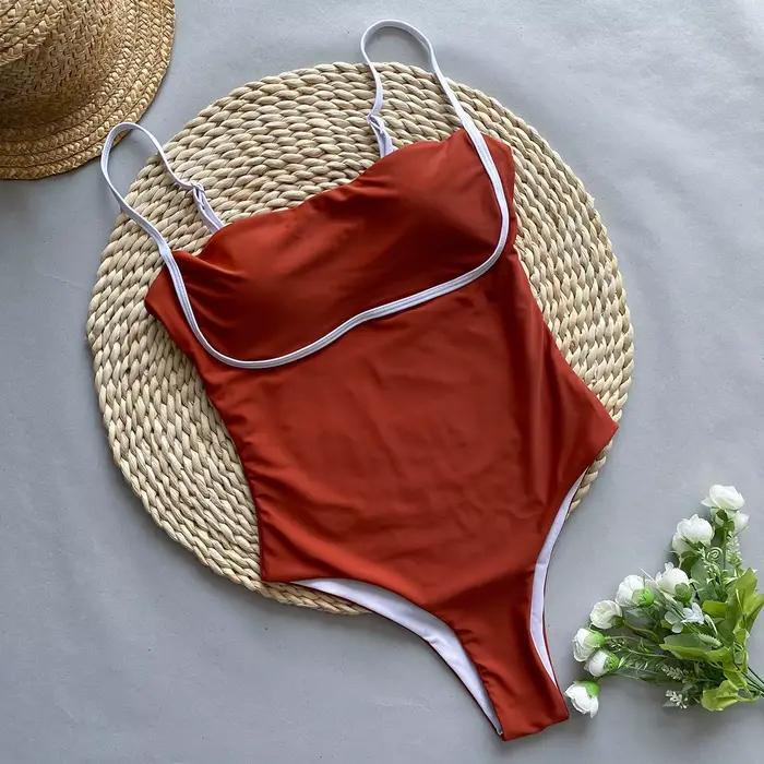 DEAK Push Up brésilien femmes coupe haute une pièce maillots de bain 2025 femme Patchwork Swimwewar Biquini licou