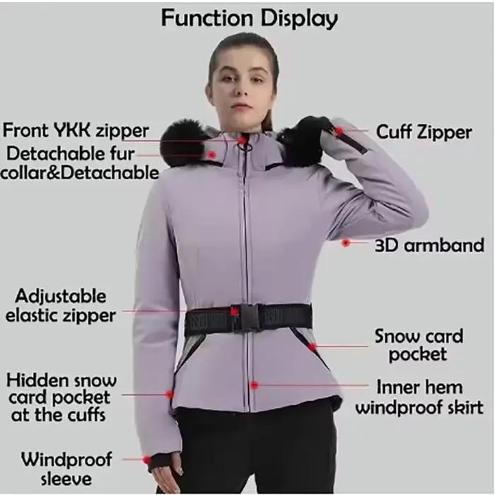 Pardessus de ski à capuche coupe-vent pour femmes, survêtement thermique, vestes de montagne, vêtements de neige, sports de plein air, hiver, 2025, 506