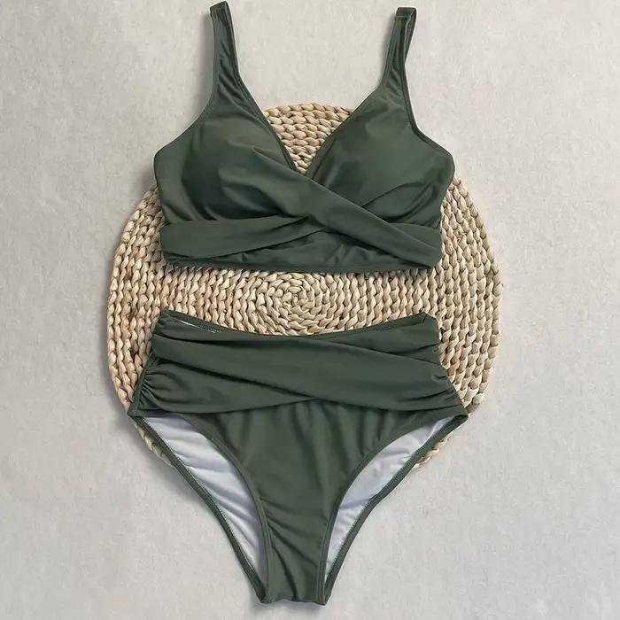 Maillot de bain féminin bikini ensemble de plage taille haute avec rembourrage nylon élasthanne pour femmes ocasions plage piscine spa et croisière