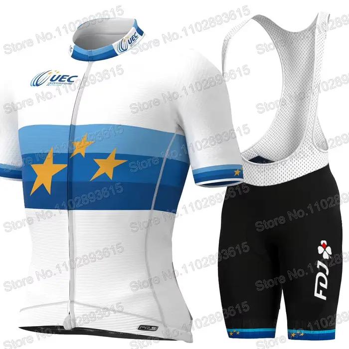 Eurpean FDJ Team 2023 Maillot de cyclisme ensemble à manches courtes vêtements vélo de route chemises costume vélo cuissard vtt Ropa Maillot