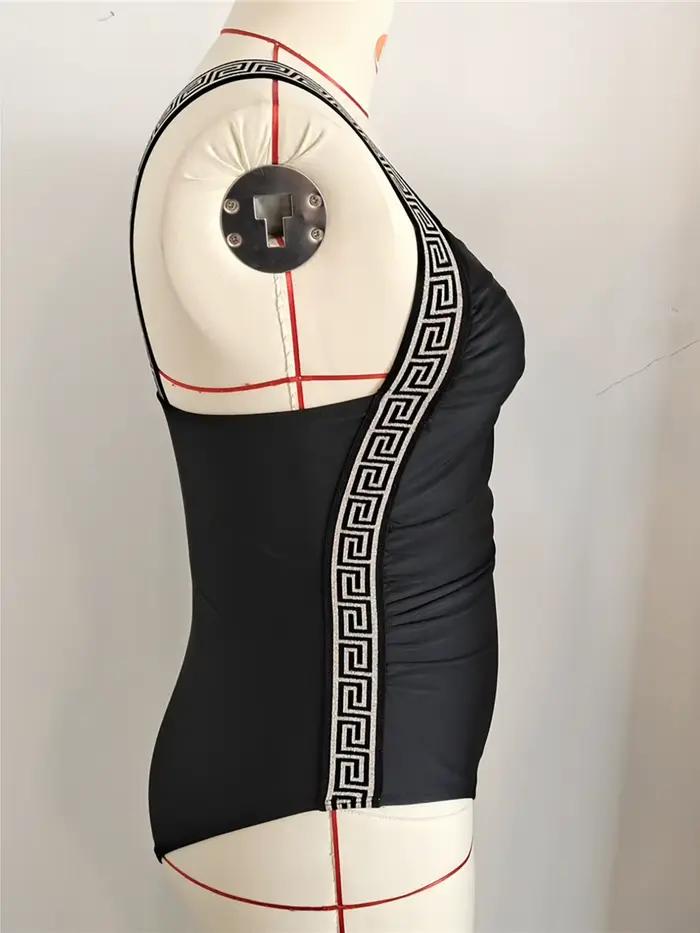 Maillot de bain une pièce femme patchwork sans dos polyester élasthanne printemps été automne hiver occassions spéciales