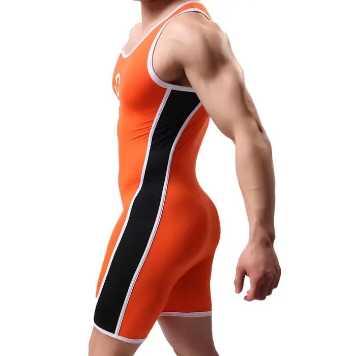 Sous-vêtements pour hommes, vêtements de sport, justaucorps, Fitness, lutte, Singlet, gilet, body, combinaison une pièce, sous-vêtements, vêtements de nuit